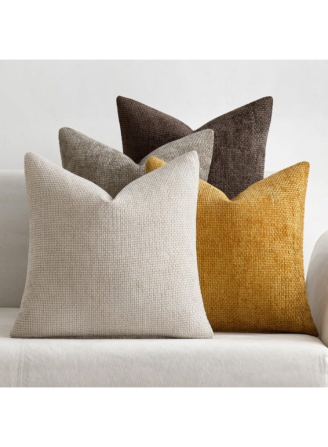 Chenille Pillow Covers Set of 4,   Cushion Cover，Neutral Soft Decorative Throw Pillow Covers for Farmhouse Boho Modern Home Decor, Couch, Sofa, Living Room 45cm x45cm - Image 1