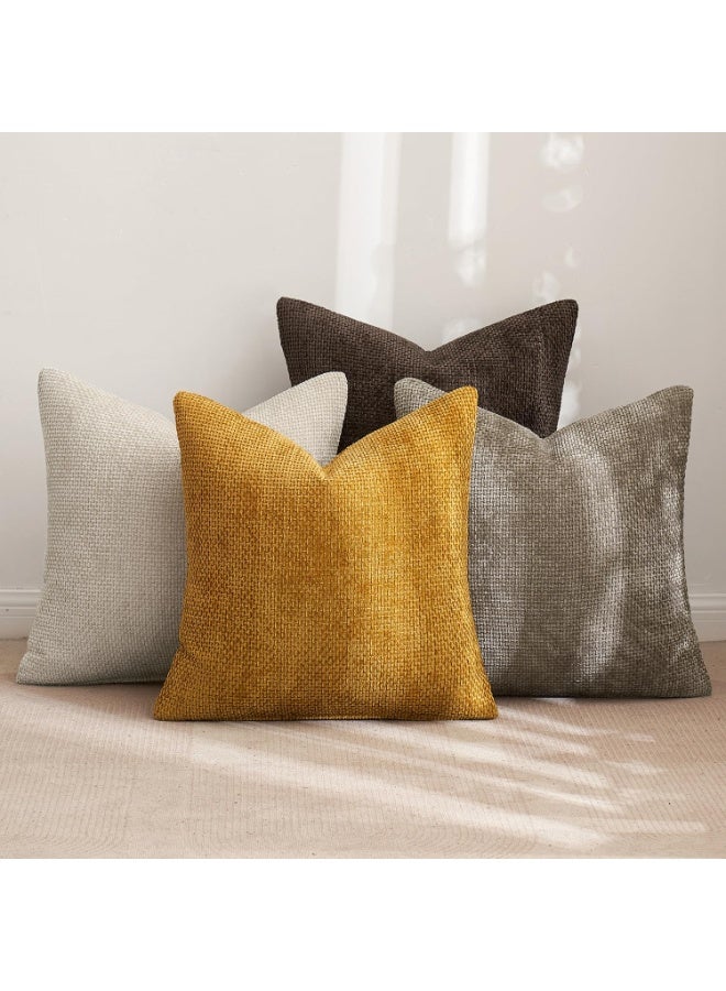 Chenille Pillow Covers Set of 4,   Cushion Cover，Neutral Soft Decorative Throw Pillow Covers for Farmhouse Boho Modern Home Decor, Couch, Sofa, Living Room 45cm x45cm - Image 2