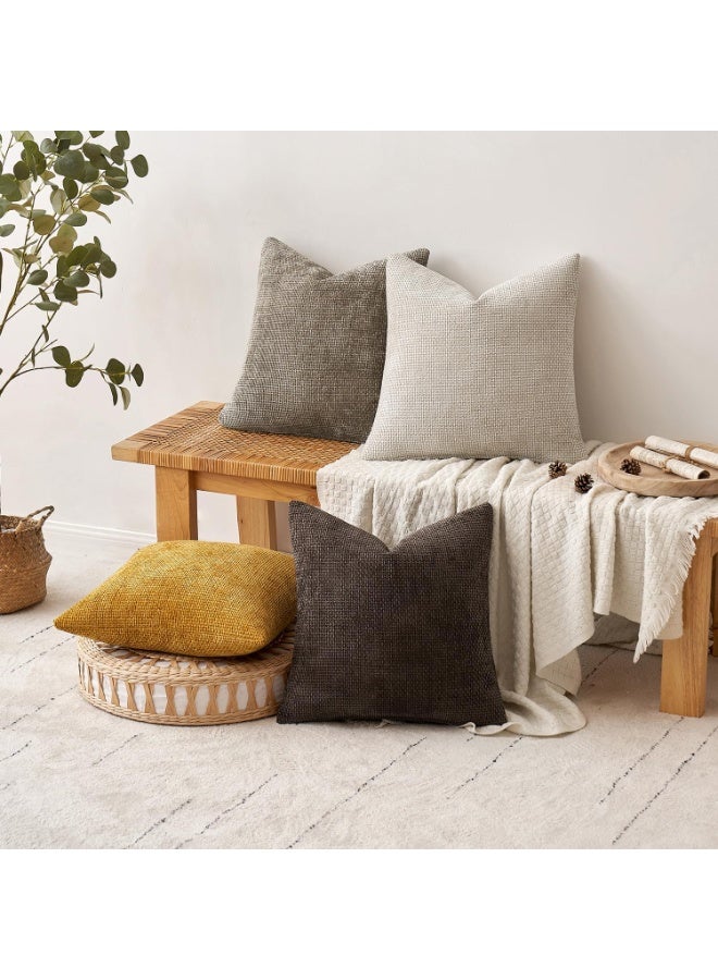Chenille Pillow Covers Set of 4,   Cushion Cover，Neutral Soft Decorative Throw Pillow Covers for Farmhouse Boho Modern Home Decor, Couch, Sofa, Living Room 45cm x45cm - Image 3