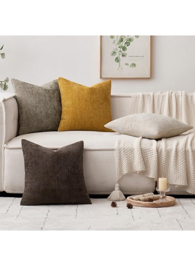 Chenille Pillow Covers Set of 4,   Cushion Cover，Neutral Soft Decorative Throw Pillow Covers for Farmhouse Boho Modern Home Decor, Couch, Sofa, Living Room 45cm x45cm - Image 4
