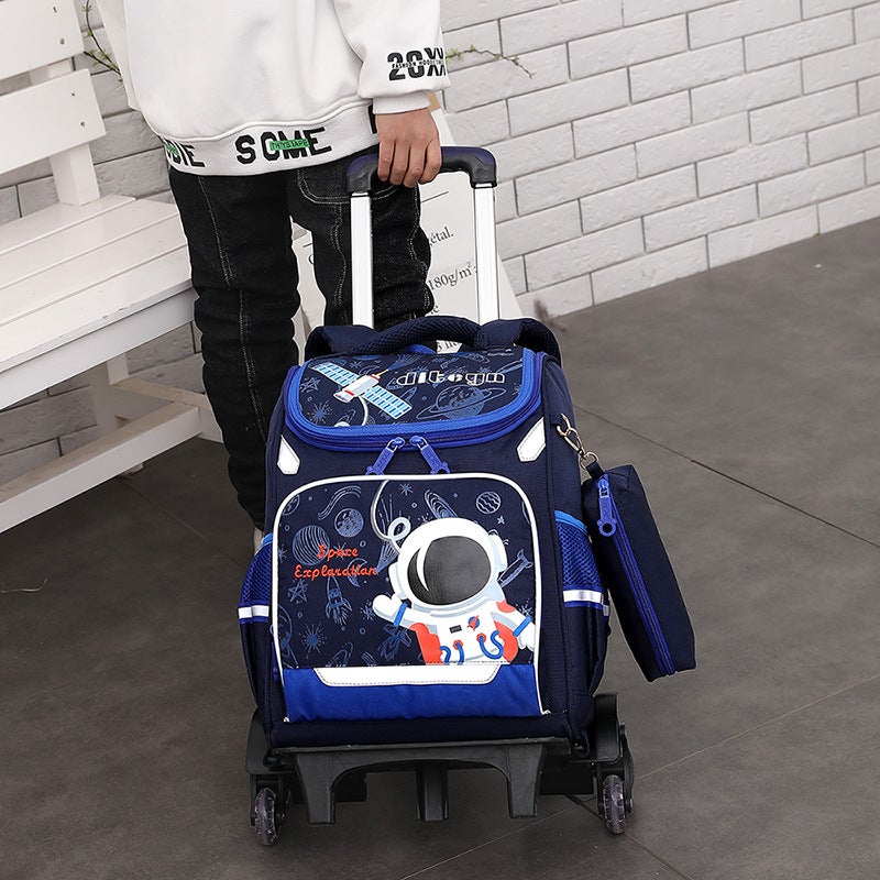New Diteano Primary School Student Trolley Schoolbag Boys And Girls Grade 1-3-4 Light Six-Wheel Stair Climbing Wheel - Image 3