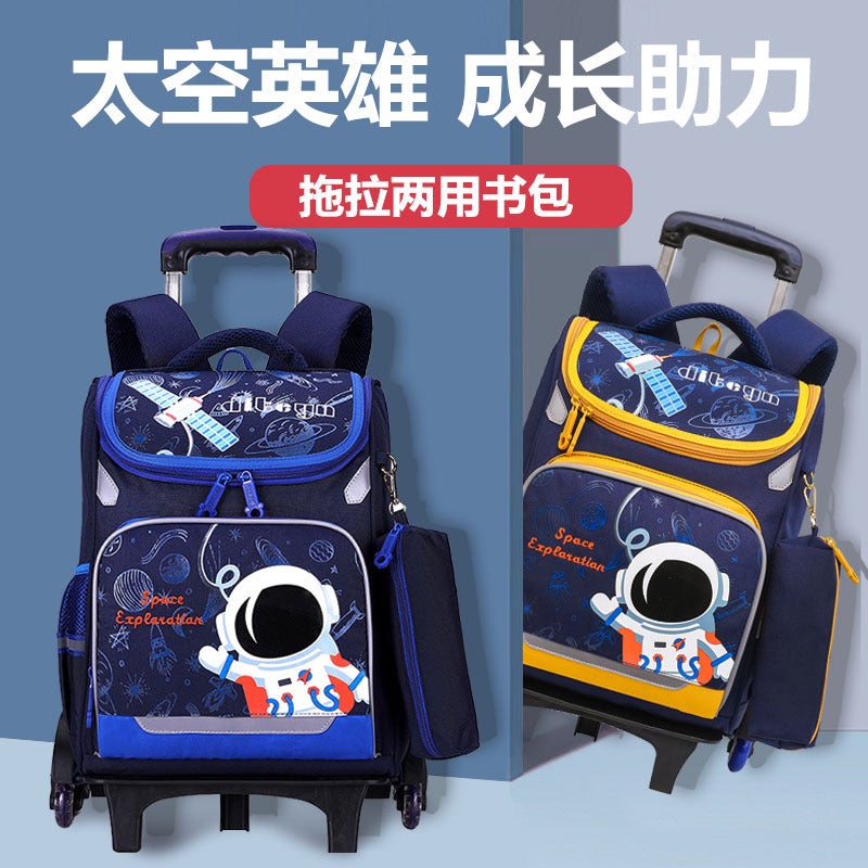 New Diteano Primary School Student Trolley Schoolbag Boys And Girls Grade 1-3-4 Light Six-Wheel Stair Climbing Wheel - Image 2