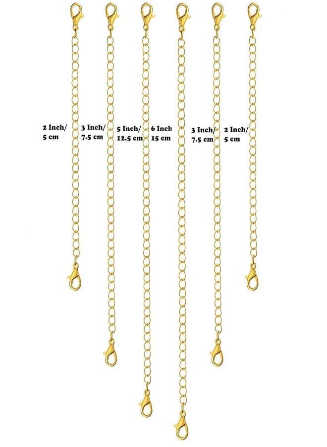 Bront Pack of 6 | Hanging Tree Jewelry Chain Extender | Gold Adjustable Extension for Necklace, Bracelet, Anklet | Multi Size Set Jewelry Repair Layering Women (2",3",5",6") (Pack-6) - Image 2