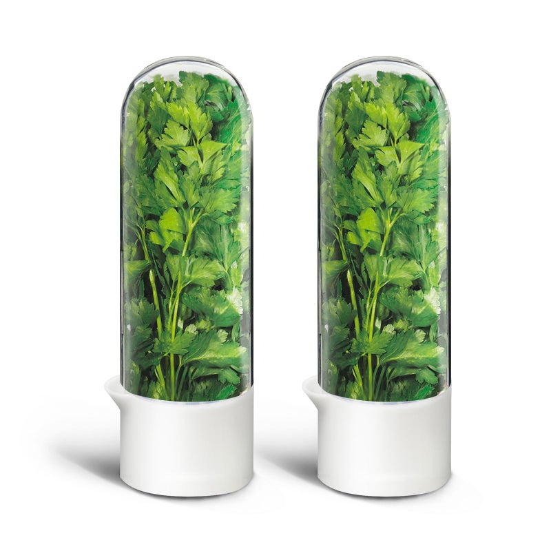 UEOZ Herb Keeper for Refrigerator Herb Saver for Refrigerator Cilantro Container Vegetable Preservation Bottle for Cilantro Mint Parsley Asparagus Keeps Greens Fresh for 23 Weeks 2PCS