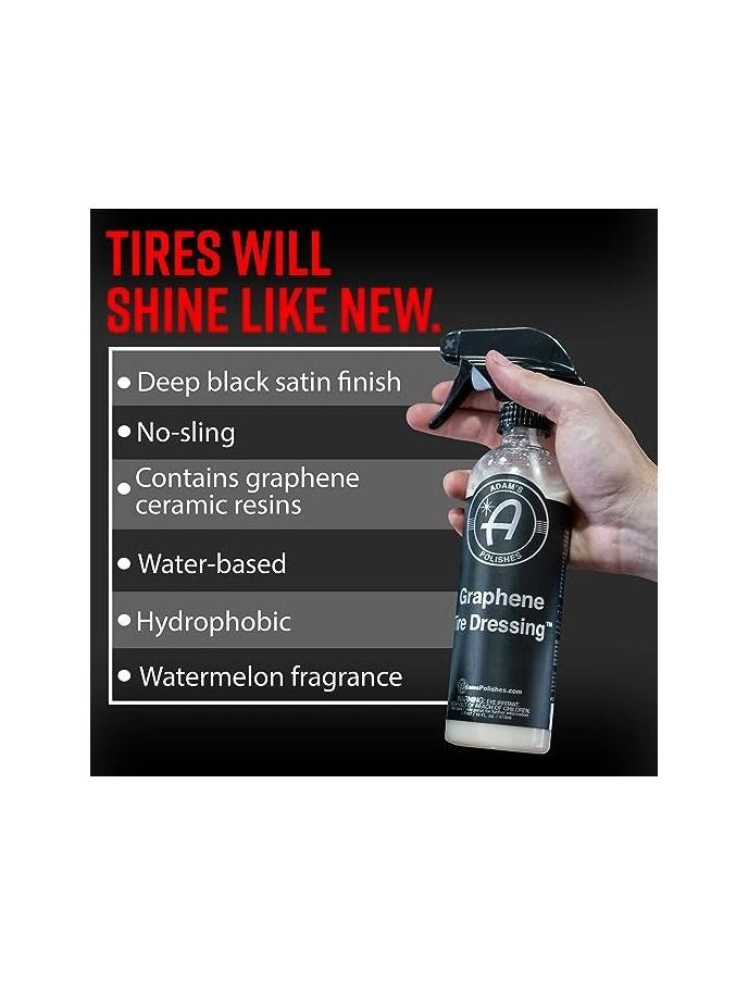 Adam's Polishes - Adam's Graphene Tire Dressing Deep Black Finish W/Graphene Non Greasy Car Detailing Use W/Tire Applicator After Tire Cleaner & Wheel Cleaner Ceramic Coating Like Tire Protection (2-Pack). - Image 1