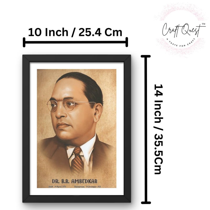 CRAFT QUEST UV Textured Decorative Art Print of Indian Freedom Fighter Dr B R Ambedkar with Wooden Synthetic Frame Painting Size 14 x 10 inchAbstractMulticolour Medium - Image 2