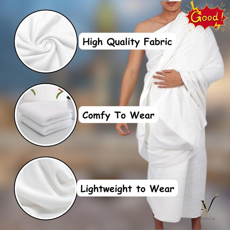 Ihram Set for Men 5 Pcs Hajj and Umrah Ahram Towels with Built-in Belt Bag, Ahram Bag, Umrah Dua Card, Tawaf Counter Tasbeeh and Pins - Image 4