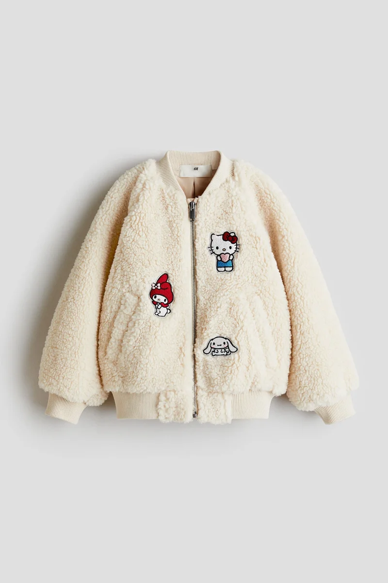 H&M Appliquéd teddy bomber jacket