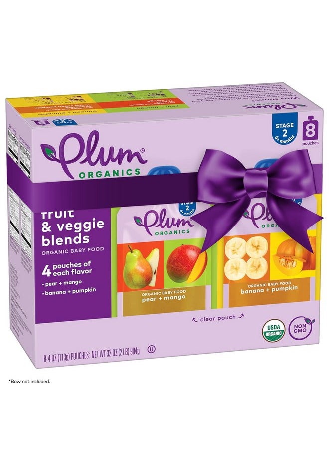 بلام أورجانيكس طعام الأطفال العضوي من Plum Organics المرحلة 2 - عبوة متنوعة - كيس 4 أونصة (عبوة من 8 قطع) - كيس طعام للأطفال بالفواكه والخضروات  - Image 1