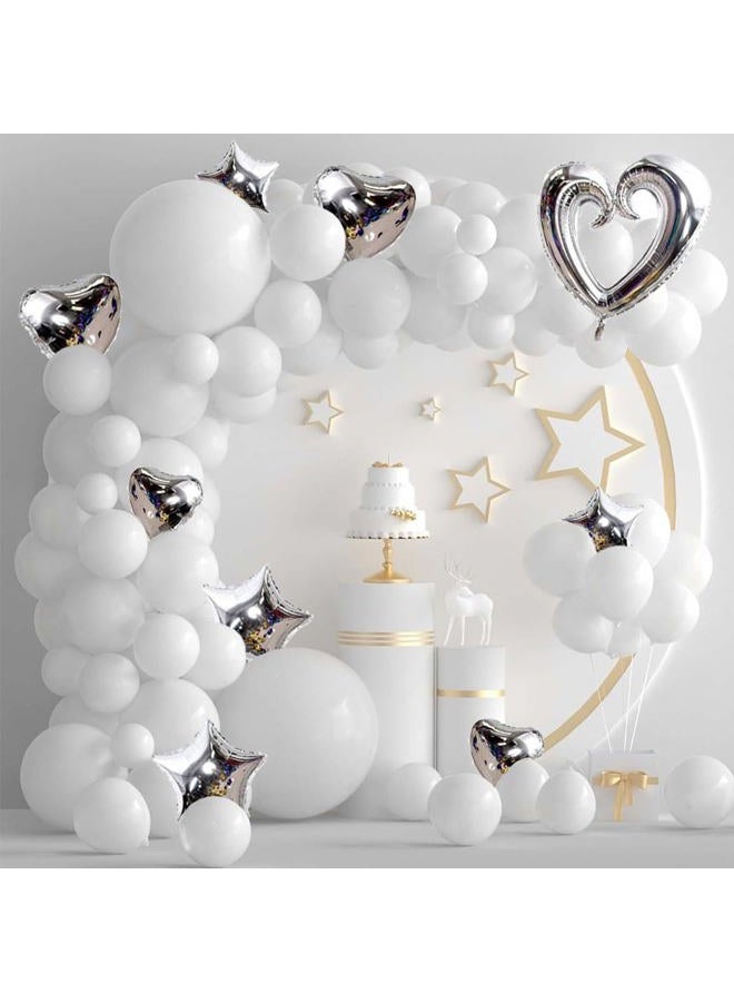 AnnoDeel Silver Heart Star Foil Balloons, 32inch Silver Large Heart Star Mylar Balloons for Baby Shower Birthday Wedding Decorations Love Party Decorations - Image 5