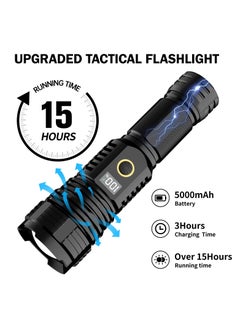 ZLH HITY ZLH HITY Flashlights High Lumens Rechargeable Flashlights, 900,000 Lumens LED Flashlight, Bright Tactical Flashlight with Zoom, 5 Modes, IPX7 Waterproof, Handheld Flashlights for Emergencies, Camping  - Image 5