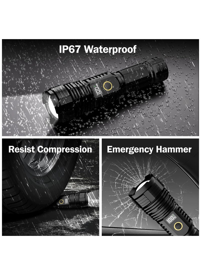 ZLH HITY - ZLH HITY Flashlights High Lumens Rechargeable Flashlights, 900,000 Lumens LED Flashlight, Bright Tactical Flashlight with Zoom, 5 Modes, IPX7 Waterproof, Handheld Flashlights for Emergencies, Camping - Image 1