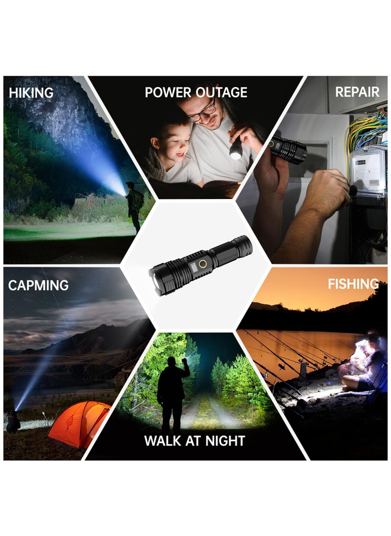 ZLH HITY - ZLH HITY Flashlights High Lumens Rechargeable Flashlights, 900,000 Lumens LED Flashlight, Bright Tactical Flashlight with Zoom, 5 Modes, IPX7 Waterproof, Handheld Flashlights for Emergencies, Camping - Image 1