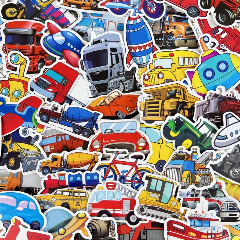 Aowplc Transportation Stickers 200 Pcs Vehicle Stickers Pack for Kids Party Favors Supplies with Construction Truck, Car, Boat, Airplane, and More - Image 5