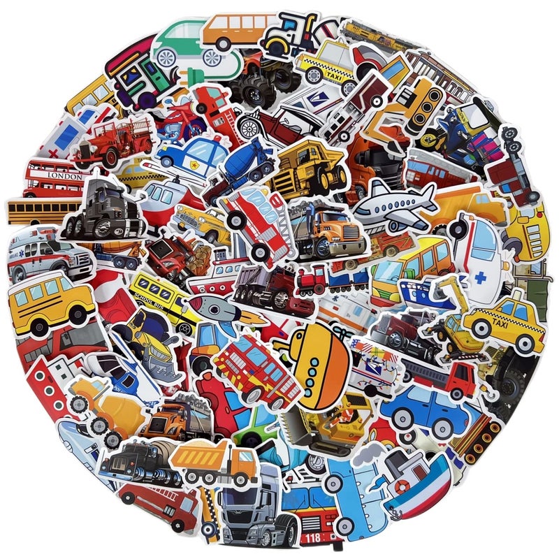 Aowplc Transportation Stickers 200 Pcs Vehicle Stickers Pack for Kids Party Favors Supplies with Construction Truck, Car, Boat, Airplane, and More - Image 2