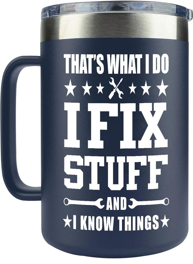 AMAZPRINTS Gifts for Men, Grandpa, Him from Daughter, Son - Dad Birthday Gift Ideas - Dad Gifts for Christmas - Men Mug 14oz, Navy Insulated Stainless Steel - Image 1