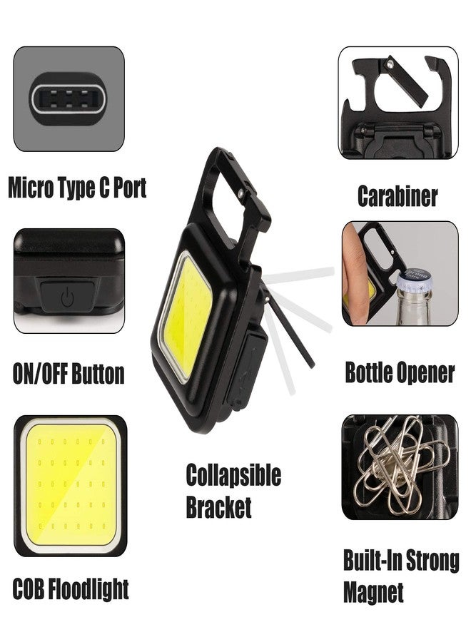 Careflection COB Small Flashlights, 800Lumens Bright Rechargeable Keychain Mini Flashlight 3 Light Modes Portable Pocket Light with Folding Bracket Bottle Opener and Magnet Base for Fishing, Walking and Camping - Image 4