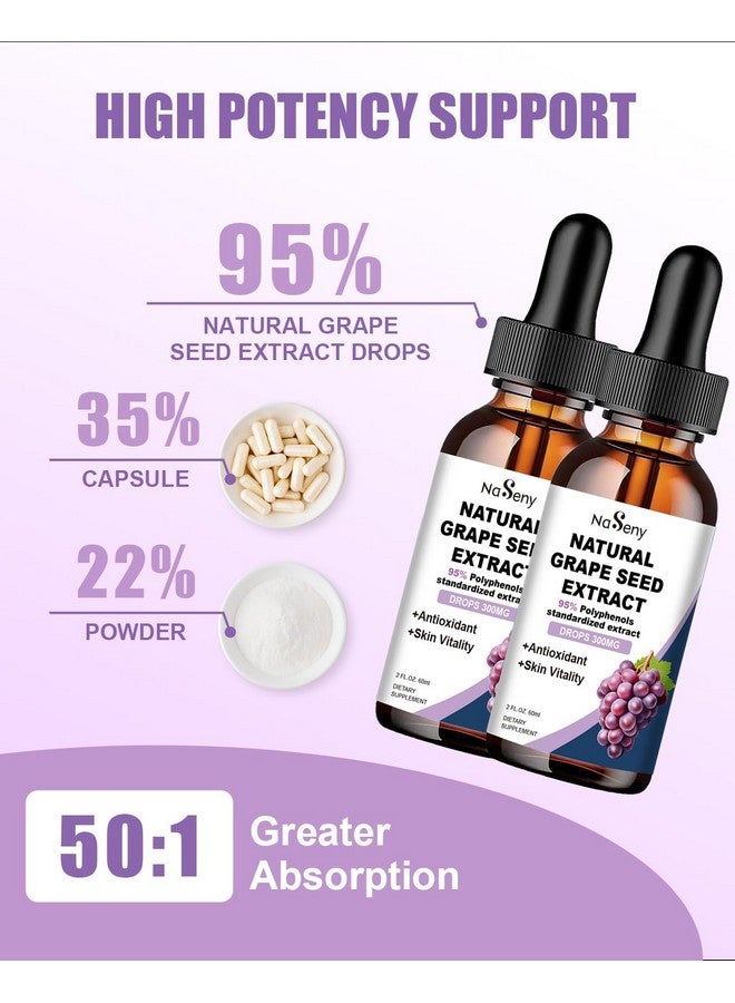 NaSeny Grape Seed Extract Liquid Drops Standardized to 95% Polyphenols-300 mg Grape Seed Maximum Strength Standardized Extract, High Absorption Liquid Grape Seed Extract Drops -Non-GMO (2 Bottles) - Image 3