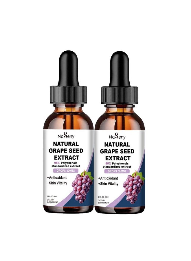 NaSeny Grape Seed Extract Liquid Drops Standardized to 95% Polyphenols-300 mg Grape Seed Maximum Strength Standardized Extract, High Absorption Liquid Grape Seed Extract Drops -Non-GMO (2 Bottles) - Image 1