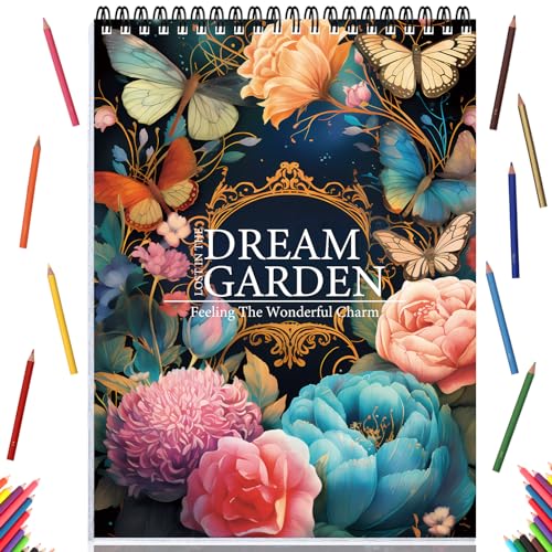 ADEVIAN Adult Coloring Book for Women, Coloring Books for Adults Relaxation, Spiral Bound Adult Coloring Book for Women Relaxation Page One Sided Design,Thick Paper Non-Bleed, Mindfulness Gifts Arts and Crafts to Relax, Anxiety and Depression, 30 Pages of DREAM GARDEN - Image 1