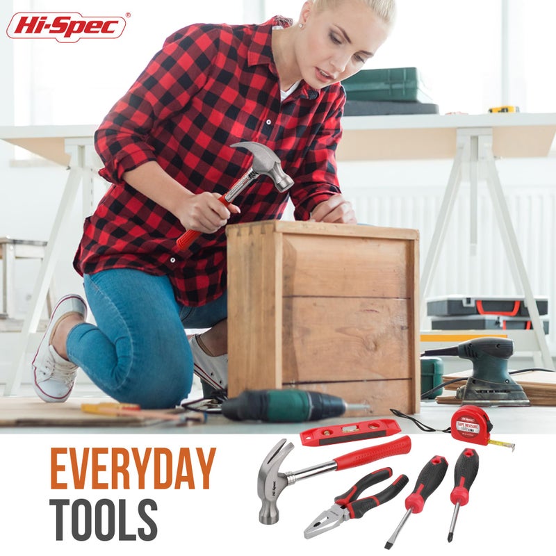 Hi-Spec 42pc Red Household DIY Small Tool Kit. Toolbox Set of Starter Basic Tools Kit for Home & Office - Image 5