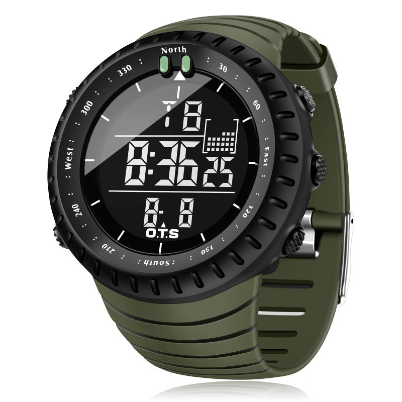 PALADA Men's Digital Sports Watch Waterproof Tactical Watch with LED Backlight Watches for Men (Army Green) - Image 1