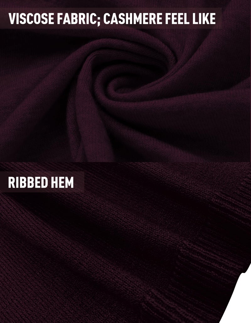 PULI Women's Versatile Knitted Shawls Scarf Poncho Sweater with Buttons Lightweight Spring Summer Fall Wraps burgundy - Image 4