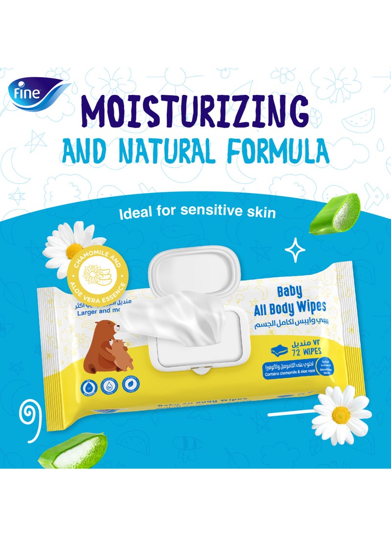 Fine Baby Hypoallergenic And Gentle For All Skin Types All Body Wipes 24 x 72 Wipes  - Image 3