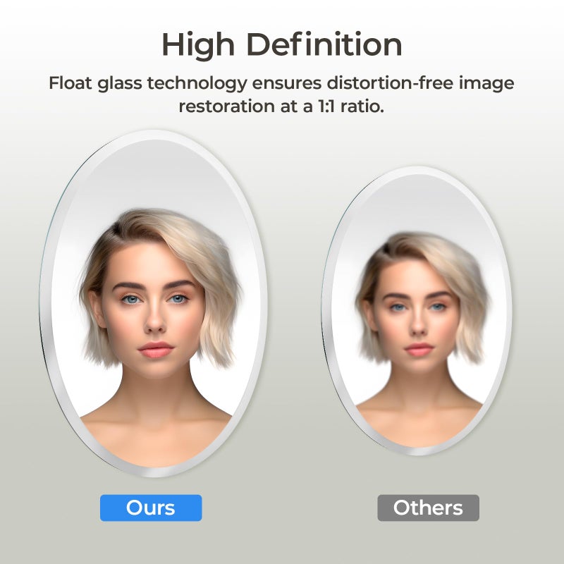 USHOWER Bathroom Mirror for Over Sink, 24x36 Inch Oval Frameless Mirror, Beveled and Polished, Decorative Wall Mirror for Bathroom, Bedroom, Vanity, Entryway, Modern and Elegant - Image 2