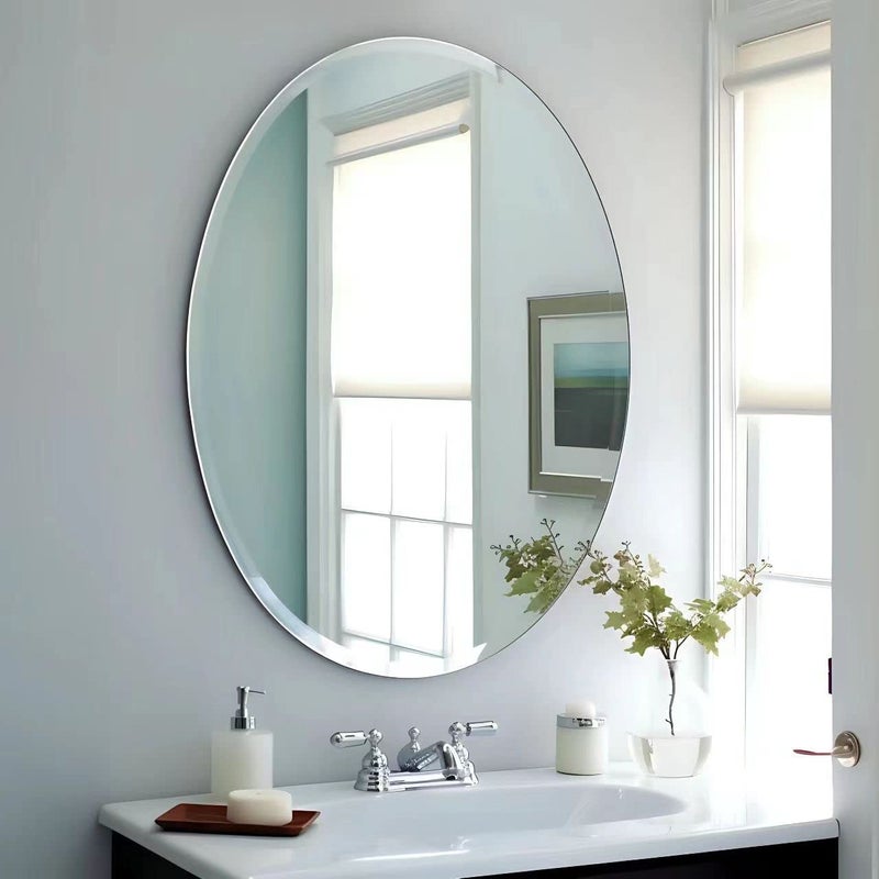 USHOWER Bathroom Mirror for Over Sink, 24x36 Inch Oval Frameless Mirror, Beveled and Polished, Decorative Wall Mirror for Bathroom, Bedroom, Vanity, Entryway, Modern and Elegant - Image 5