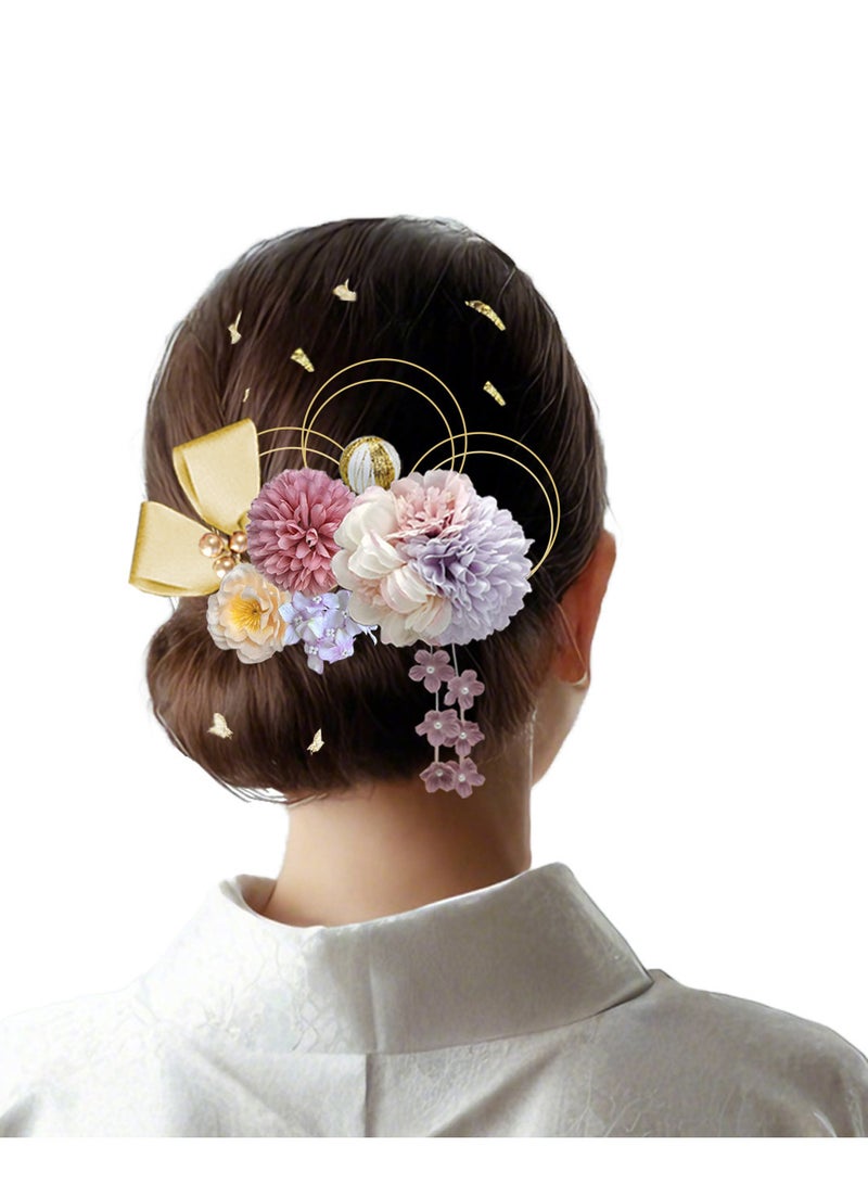 Mejora Japanese Style Coming of Age Ceremony,Flower Hair Clip, Nonslip Flower Claw Clips,Cute Wedding Bridesmaid Catch for Thick Thin Hair - Image 1
