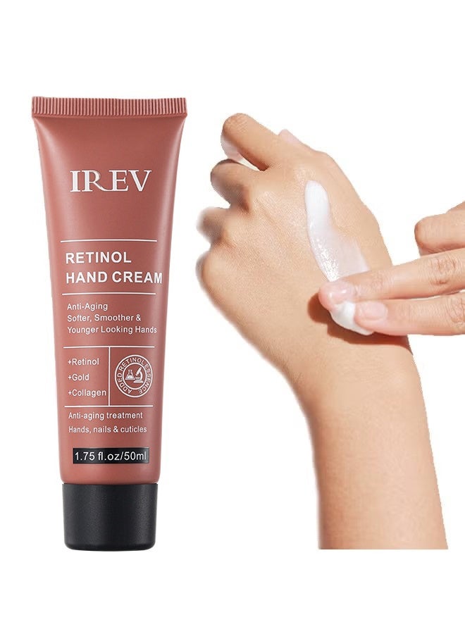 ايريف كريم اليدين بالريتينول، لوشن مرطب مضاد للشيخوخة مع الكولاجين، مرطب بالريتينول لليدين المتقدمين في العمر والجافة والمتشققة، للعناية وحماية البشرة والأظافر والبشرة المحيطة بالأظافر 50 مل - Image 1