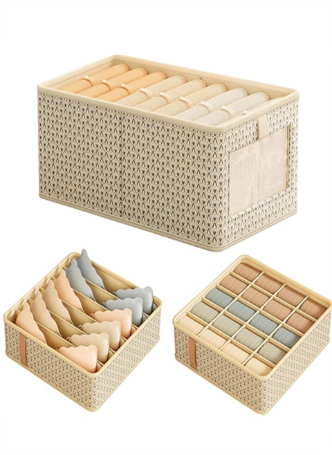 3PCS Foldable Closet Organizers Storage Set, Dresser Drawer Organizers, Underwear Organizer Dividers, Storage Box for Socks, Sweater, Scarves, Baby Clothes and Jeans