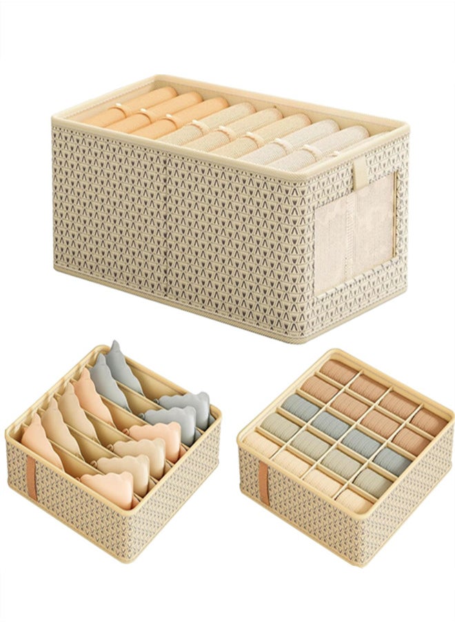 3PCS Foldable Closet Organizers Storage Set, Dresser Drawer Organizers, Underwear Organizer Dividers, Storage Box for Socks, Sweater, Scarves, Baby Clothes and Jeans