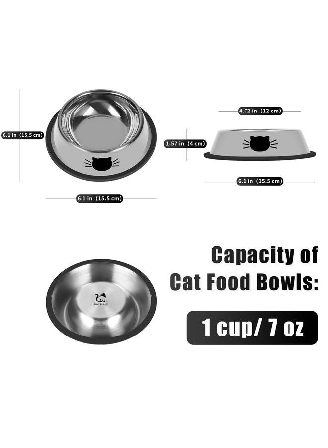 2-Piece Stainless Steel Cat Feeding Bowls Grey 5.9x1.4x4.7cm，2Pcs Cat Bowls Non-Slip Stainless Steel Small Cat Food Bowls Unbreakable Thicken Cat Feeder - Image 2