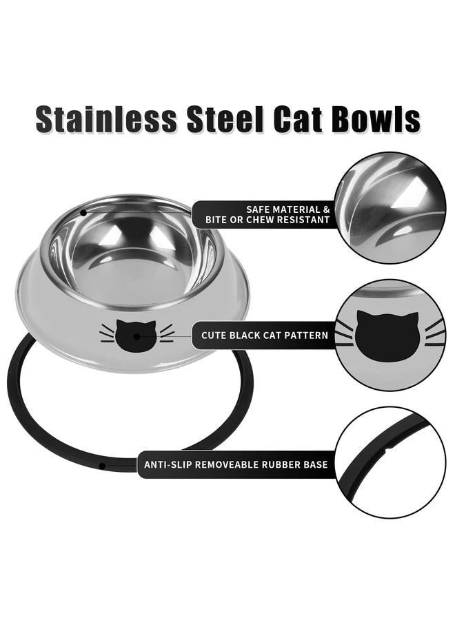 2-Piece Stainless Steel Cat Feeding Bowls Grey 5.9x1.4x4.7cm，2Pcs Cat Bowls Non-Slip Stainless Steel Small Cat Food Bowls Unbreakable Thicken Cat Feeder - Image 3