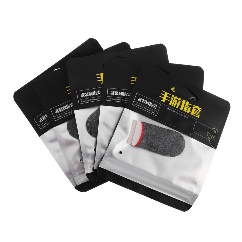 5 Pairs Anti Sweat Touch Screen Finger Sleeves For Mobile Gaming Black - Image 2