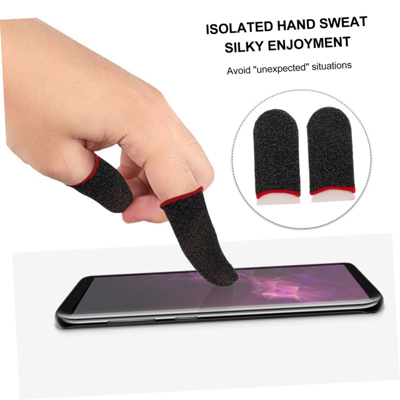 5 Pairs Anti Sweat Touch Screen Finger Sleeves For Mobile Gaming Black - Image 5