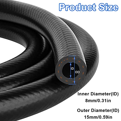 Tnisesm 5/16"(8MM) Inch ID Fuel Line kits, 2 Meter / 6-Foot Fuel Line + 2Pcs 1/4 Inch X 5/16 Inch Gas Inline Fuel Filters with Magnet +10 Pcs 15/32''-9/16'' Mini Fuel Hose Clamps Adjustable - Image 2