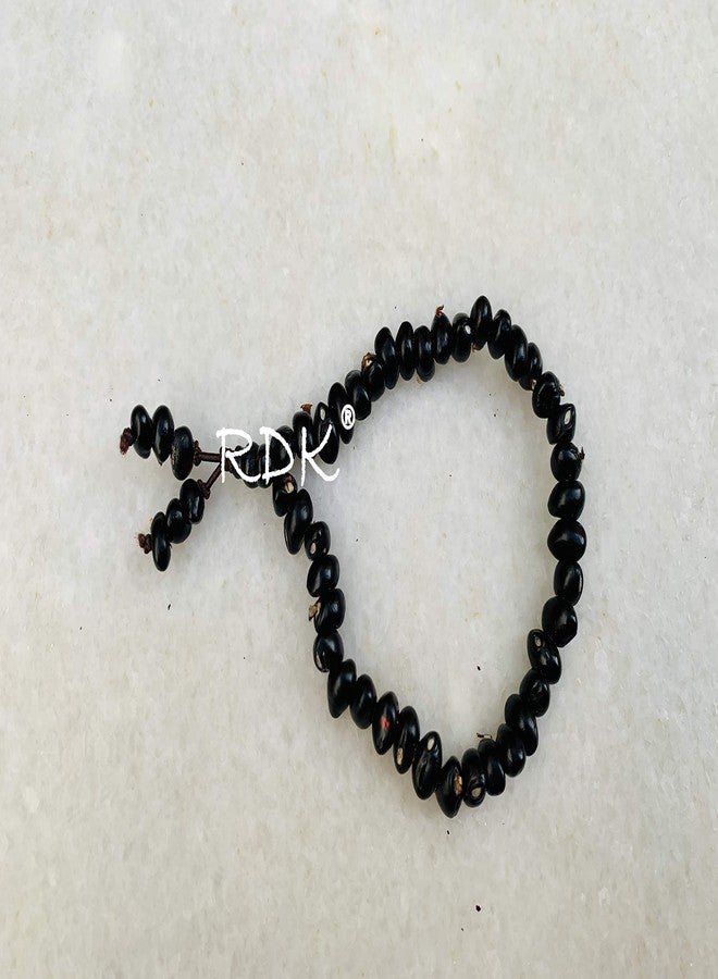 RDK Natural Black Gunja Chirmi Seed Bracelet Chirmi Seeds For Lakshmi Upasana, Diwali, Pooja, Wealth Beads, Fang-Sue, Vastu For Unisex Adult (40 Beads With 6 Mini Bead) - Image 4