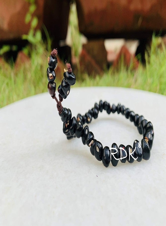 RDK Natural Black Gunja Chirmi Seed Bracelet Chirmi Seeds For Lakshmi Upasana, Diwali, Pooja, Wealth Beads, Fang-Sue, Vastu For Unisex Adult (40 Beads With 6 Mini Bead) - Image 3