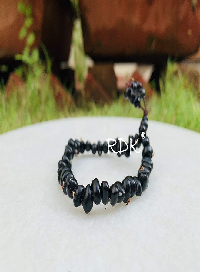 RDK Natural Black Gunja Chirmi Seed Bracelet Chirmi Seeds For Lakshmi Upasana, Diwali, Pooja, Wealth Beads, Fang-Sue, Vastu For Unisex Adult (40 Beads With 6 Mini Bead) - Image 5