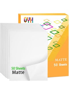 Premium Printable Vinyl Sticker Paper 50 Matte White Waterproof Decal Paper Sheets For Inkjet Printer Standard Letter Size 8.5X11