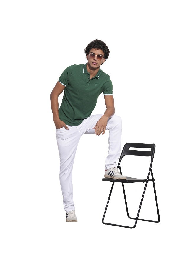 Being Human تي شيرت بولو قصير الأكمام للرجال بلون أخضر داكن مع ياقة بولو - Image 4