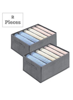Generic 2 Pieces - Wardrobe & Drawer Clothes Organizer ( 6 Grids ) Foldable - Grey  - Image 1