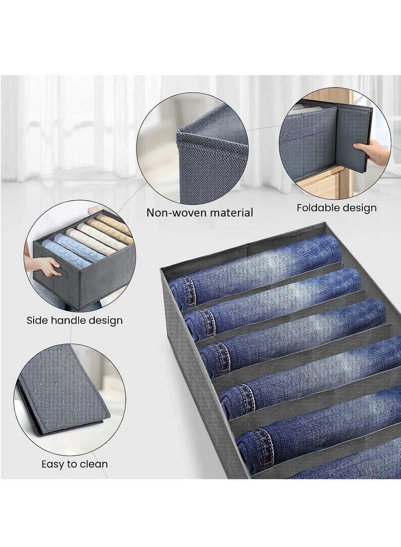 2 Pieces - Wardrobe & Drawer Clothes Organizer ( 6 Grids ) Foldable - Grey  - Image 3