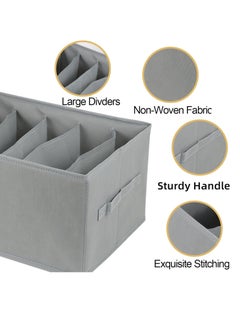 Generic 2 Pieces - Wardrobe & Drawer Clothes Organizer ( 6 Grids ) Foldable - Grey  - Image 4