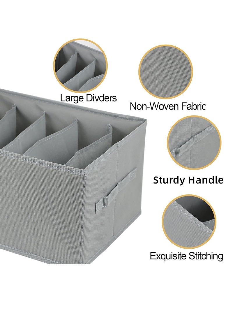 2 Pieces - Wardrobe & Drawer Clothes Organizer ( 6 Grids ) Foldable - Grey  - Image 4