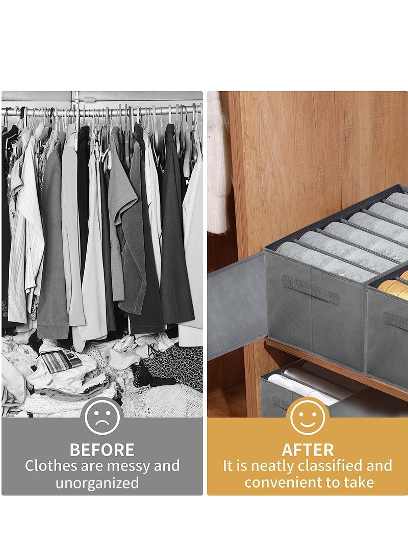 2 Pieces - Wardrobe & Drawer Clothes Organizer ( 6 Grids ) Foldable - Grey  - Image 5