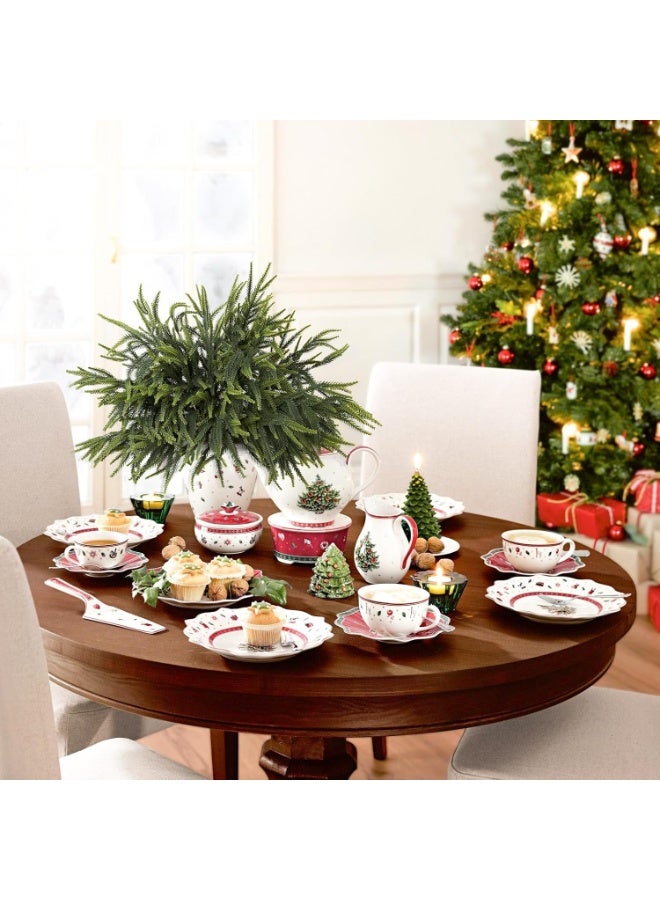 تابيت سيقان صنوبر نورفولك اصطناعية، أغصان صنوبر خضراء مزيفة لعيد الميلاد، أعواد صنوبر نورفولك بطول 17.8 بوصة لأشغال يدوية للمزهريات، صناعة أكاليل الزهور، ديكور منزلي داخلي وخارجي لعيد الميلاد - Image 3